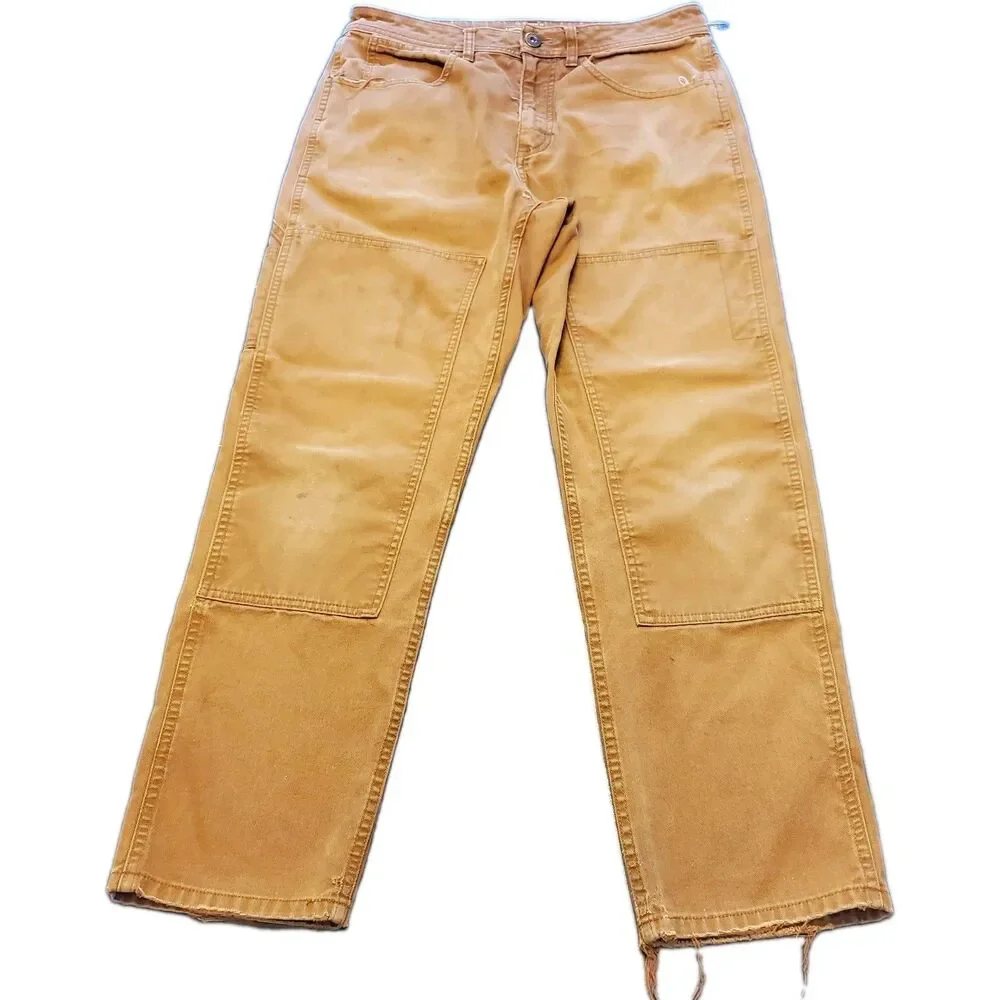 REI Co-op Trailsmith Pants Mens Brown Dbl Knee Canvas Hiking Workwear 32
